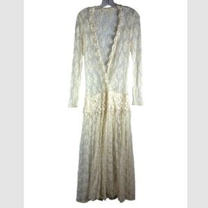 Ladies drop waist dress buttercream medium maxi lace sheer whimsy capsule fairy